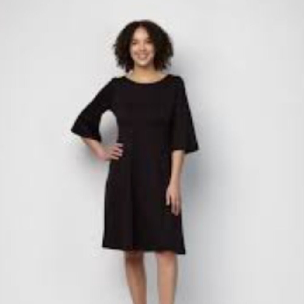 Wool& Renata Bell Sleeve Dress Size Large Marine Blue - Picture 6 of 6